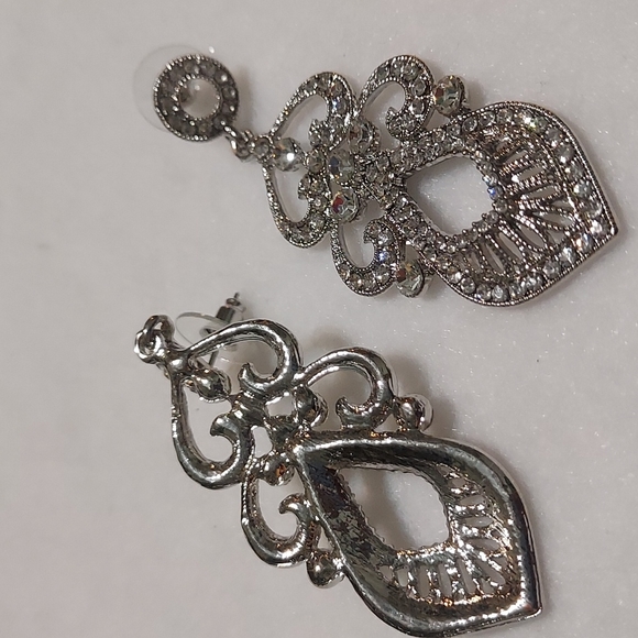 Rhinestone Dangling Earrings - Picture 2 of 4